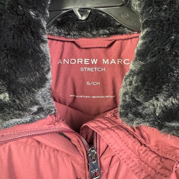 Andrew Marc Stretch  Walker Hooded Puffer Jacket Burgundy Women's Size Small - Picture 6 of 12